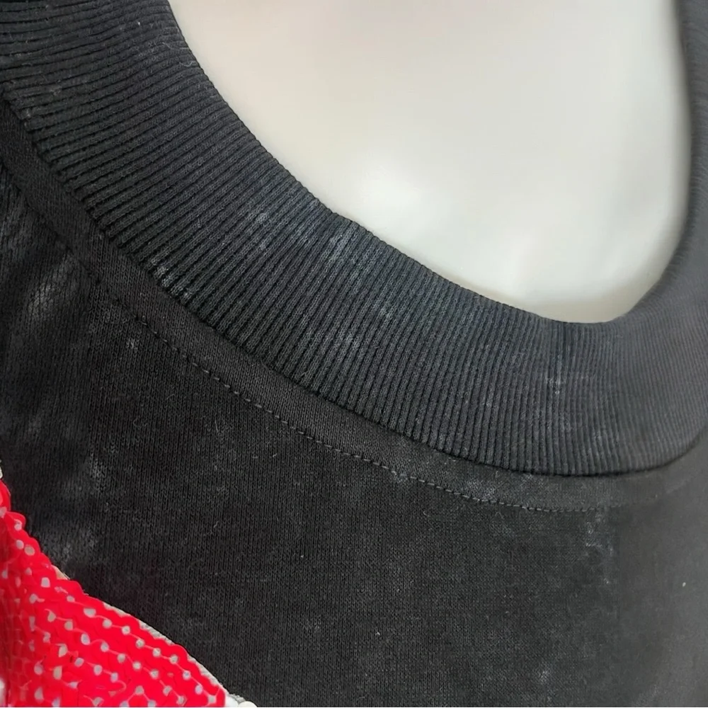 Black acid wash oversized sequin Santa top XL, 2XL - Picture 9 of 9